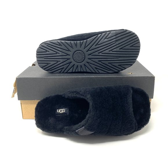 UGG Men's Women's Size 1117473 BTFL Fluff You Fur Black Slides Slippers Sandals - Picture 7 of 9